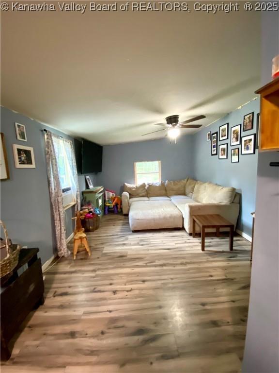 1091/2 Hillcrest Dr, Ripley, WV 25271 - living room with wood finished floors and a ceiling fan