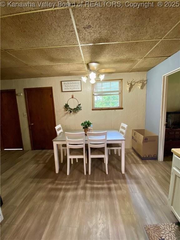 1091/2 Hillcrest Dr, Ripley, WV 25271 - dining space with a drop ceiling, wood finished floors, and ceiling fan