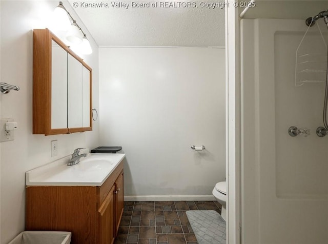 105 Lincoln Hts, Alum Creek, WV 25003 - bathroom featuring vanity, a textured ceiling, and a shower