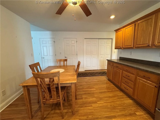 2314 Harrison Ave, Saint Albans, WV 25177 - dining area featuring ceiling fan, dark wood-type flooring, and recessed lighting