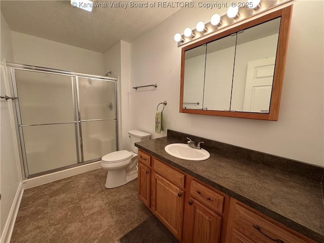 2314 Harrison Ave, Saint Albans, WV 25177 - full bathroom with vanity, a stall shower, and a textured ceiling