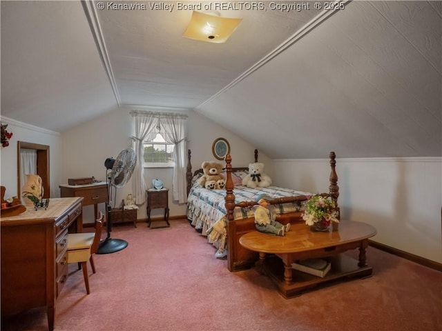 4728 Cain Ridge Rd, Leon, WV 25123 - bedroom with carpet floors and lofted ceiling