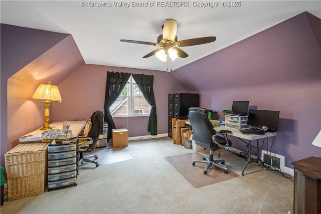 2526 Spring St, South Charleston, WV 25303 - carpeted office space with a ceiling fan and vaulted ceiling