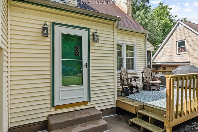 2526 Spring St, South Charleston, WV 25303 - view of exterior entry featuring a chimney and a deck