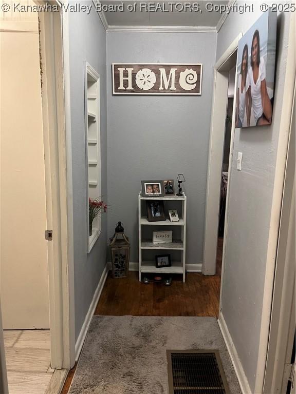 123 Valley Dr, Nitro, WV 25143 - hall with ornamental molding and wood finished floors