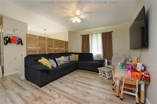 51 Beaver Dr, Hurricane, WV 25526 - living room featuring light wood-type flooring and ceiling fan