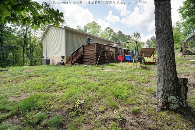 51 Beaver Dr, Hurricane, WV 25526 - view of yard with stairway and a deck