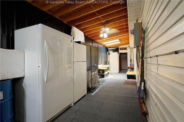 1009 Midway Dr, Dunbar, WV 25064 - interior space featuring freestanding refrigerator and carpet floors