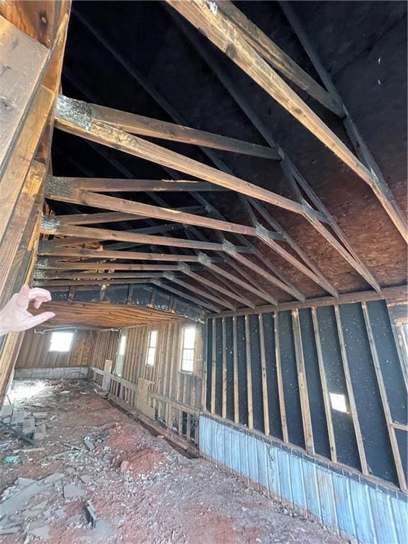 misc room featuring lofted ceiling