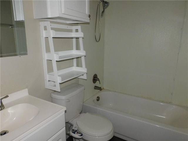 full bathroom featuring vanity, toilet, and shower / washtub combination