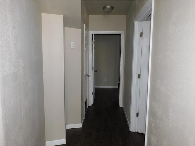 corridor with dark wood-type flooring