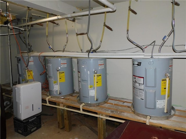 utility room featuring electric water heater and water heater