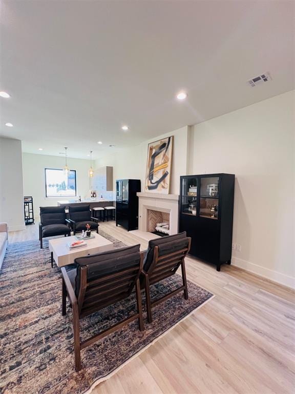 living room featuring light hardwood / wood-style floors