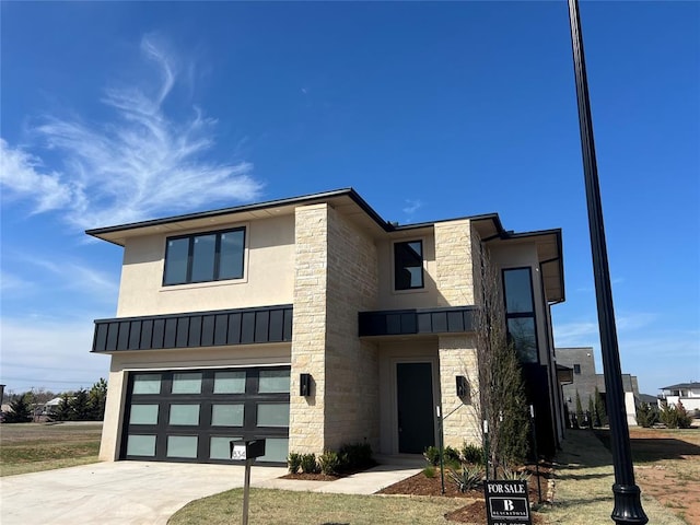 contemporary home with a garage