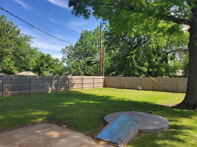 view of yard featuring a fenced backyard