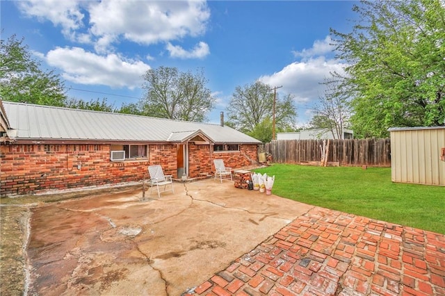 view of patio / terrace with a storage shed