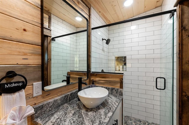 453 Bear Pine Trl, Broken Bow, OK 74728 - bathroom featuring a shower stall and vanity