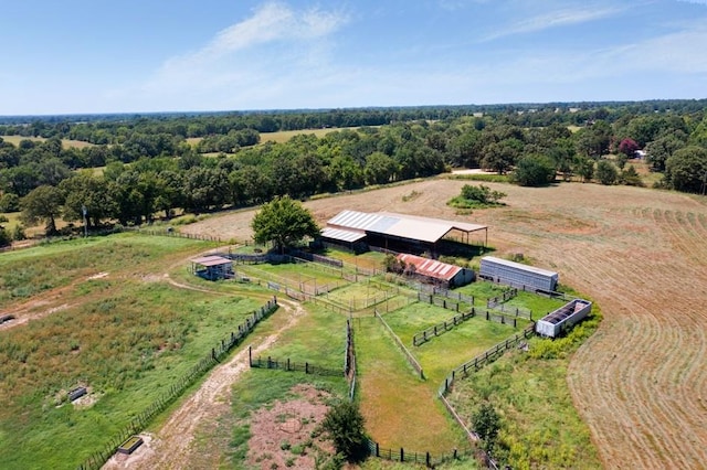 aerial view featuring a rural view