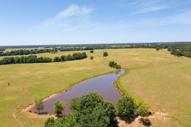 aerial view with a water view and a rural view