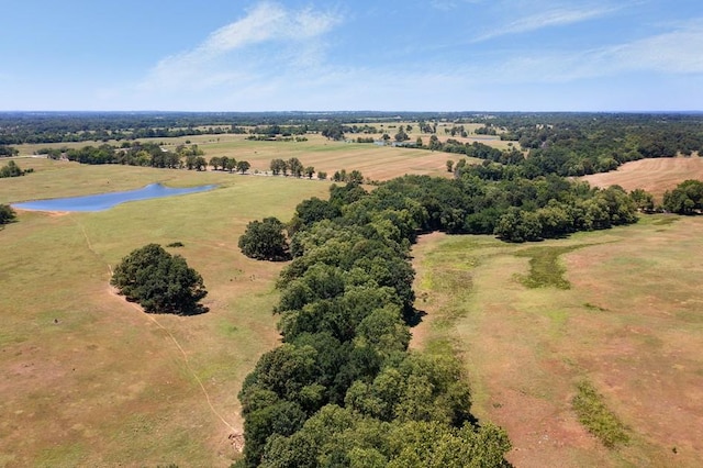 bird's eye view with a water view and a rural view