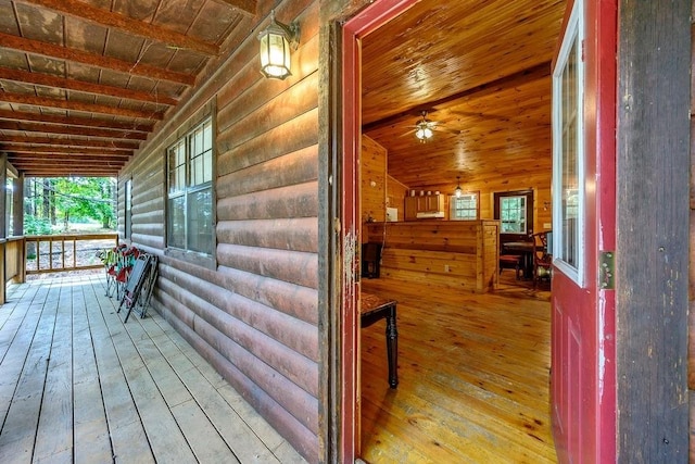 wooden deck with covered porch