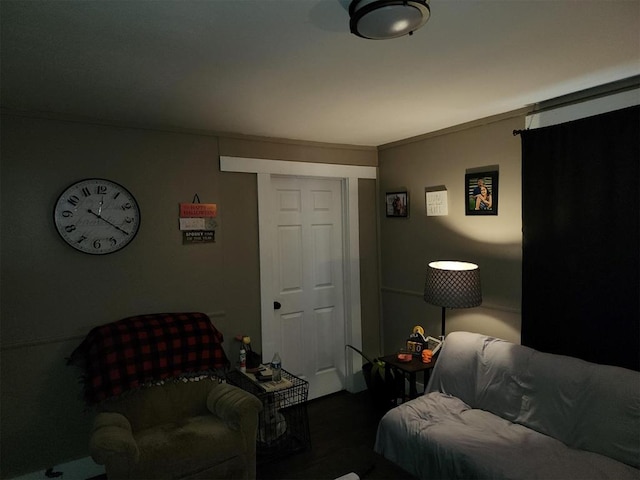 living room featuring ornamental molding