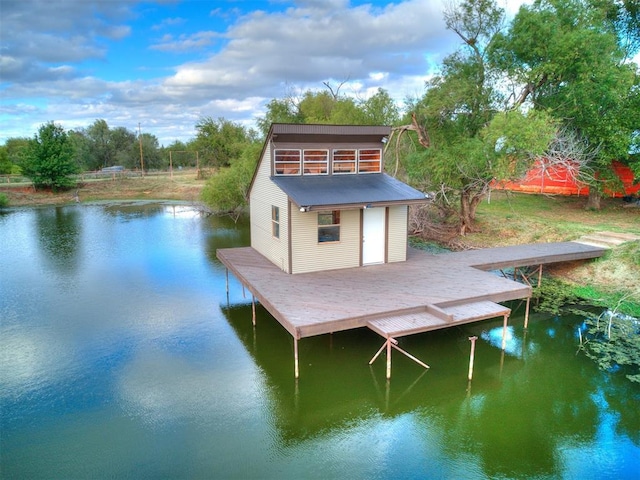 view of dock featuring a water view