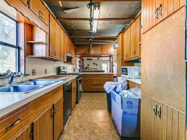 kitchen with sink and black appliances