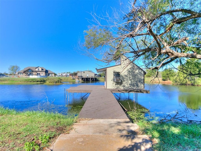 view of dock featuring a water view