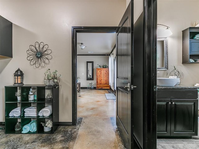 hallway featuring concrete floors