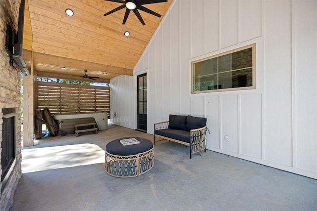 view of patio / terrace featuring ceiling fan