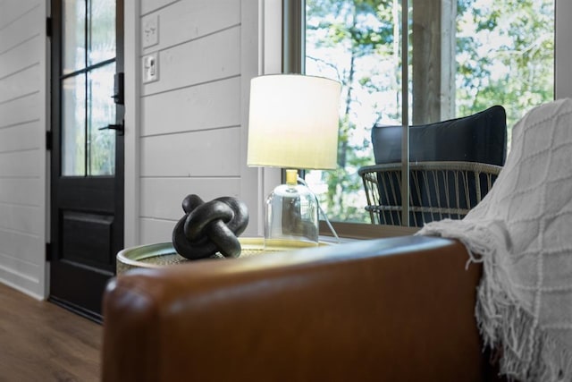 interior space with hardwood / wood-style flooring