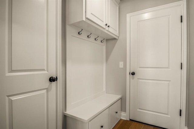 mudroom featuring dark hardwood / wood-style flooring