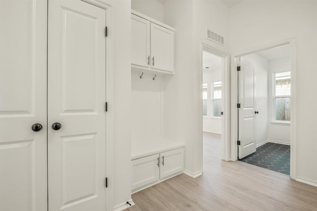 mudroom featuring light wood-type flooring