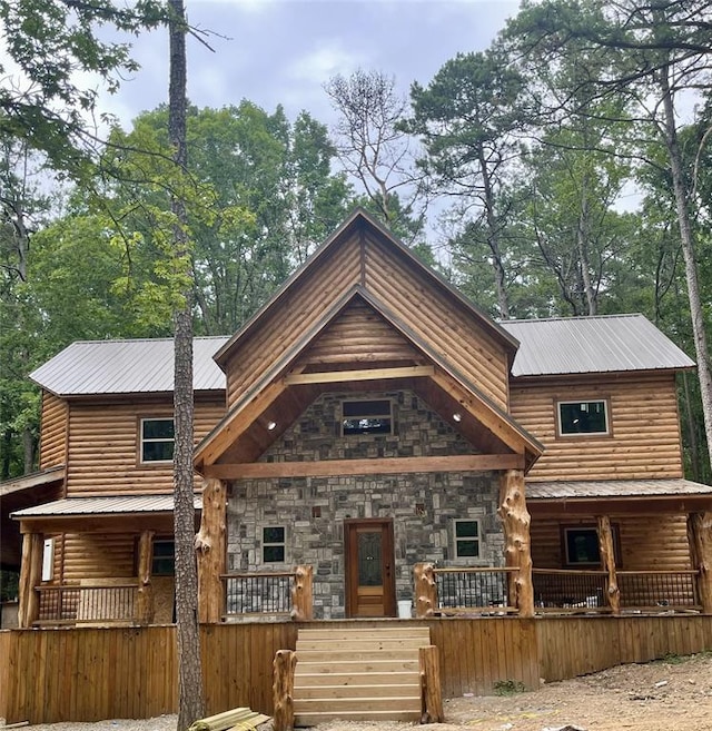 cabin with covered porch