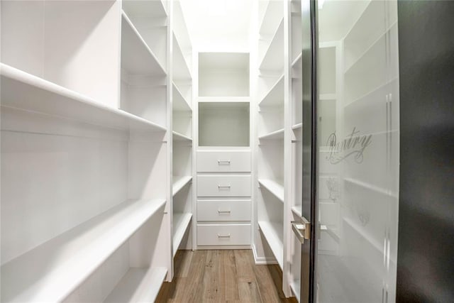 spacious closet featuring hardwood / wood-style flooring