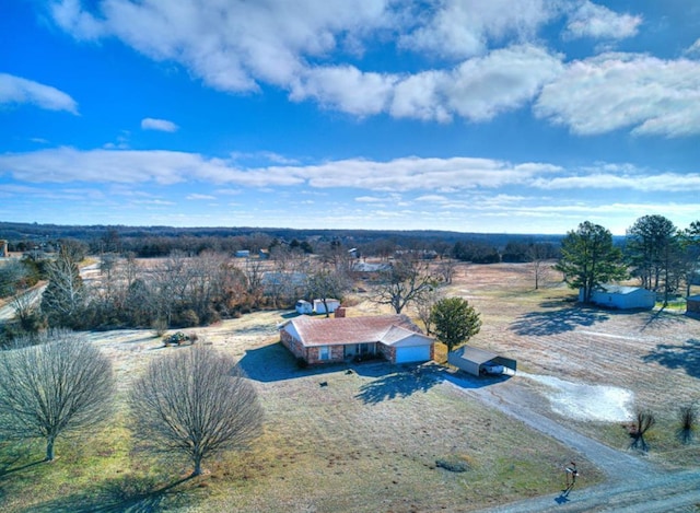 drone / aerial view featuring a rural view