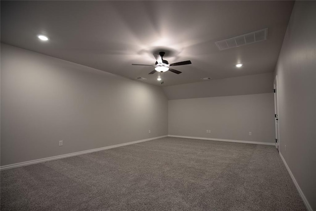 unfurnished room featuring carpet and ceiling fan