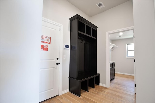 mudroom featuring light hardwood / wood-style flooring