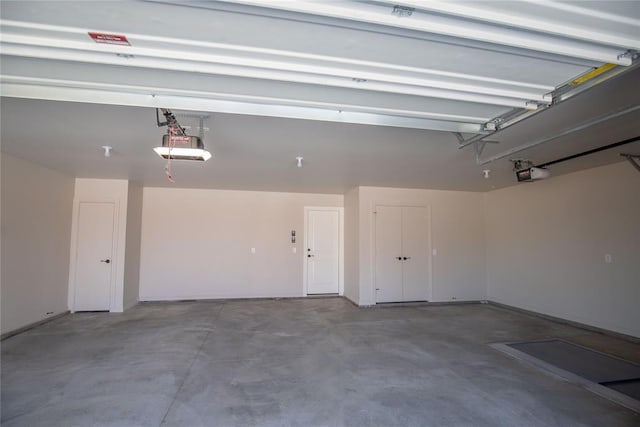 garage with a garage door opener