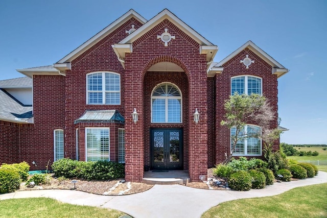 view of front facade with french doors