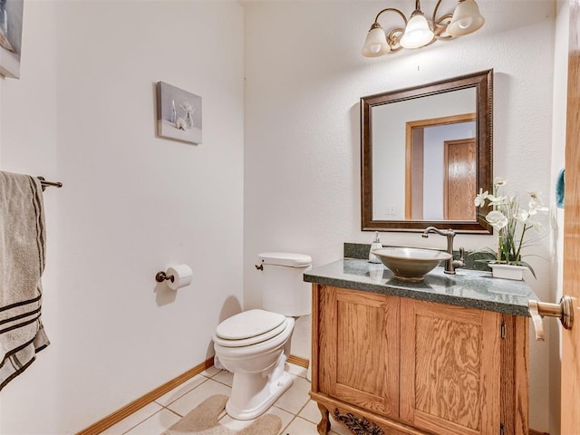 1419 W Royal Oaks Rd, Pauls Valley, OK 73075 - half bathroom featuring vanity and tile patterned floors
