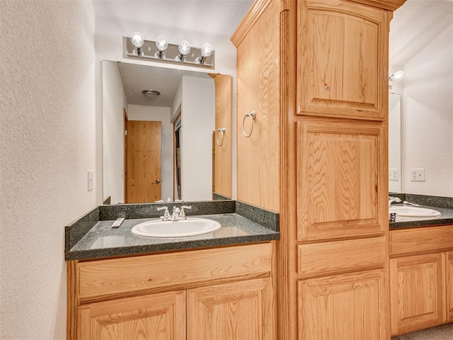 1419 W Royal Oaks Rd, Pauls Valley, OK 73075 - bathroom featuring vanity and a textured wall