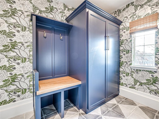 mudroom featuring light tile patterned floors