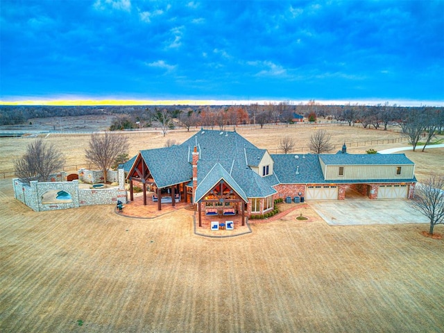 drone / aerial view featuring a rural view