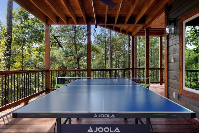 recreation room with hardwood / wood-style flooring