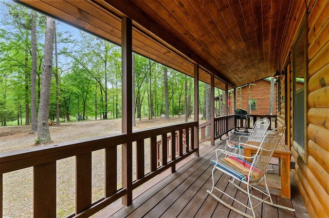 deck with covered porch