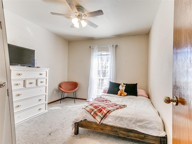 bedroom with carpet flooring and ceiling fan