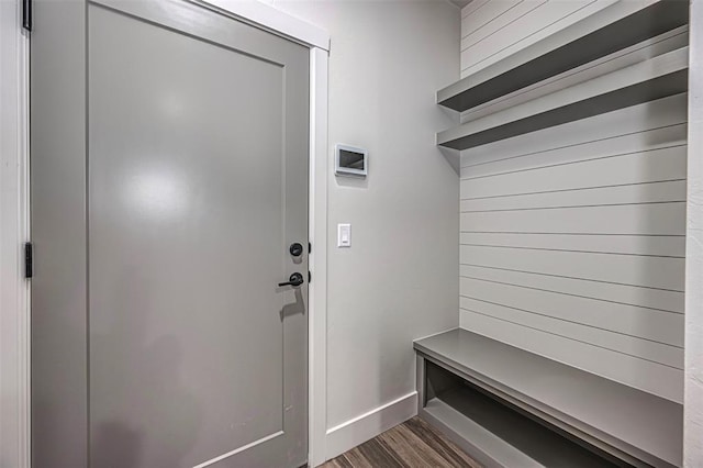 mudroom with dark wood-type flooring