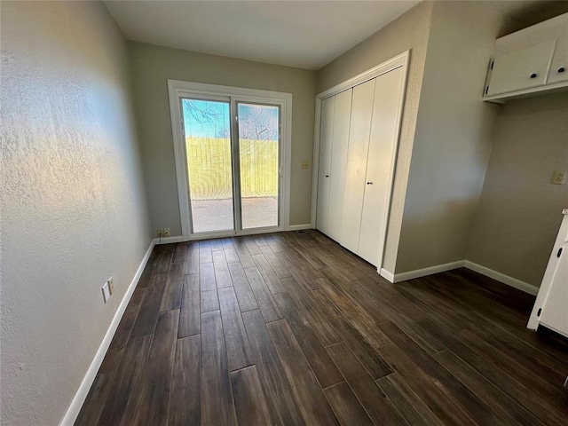 interior space with dark wood-type flooring